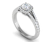 Jewelove™ Rings VVS G / Women's Band only 0.50 cts Cushion Solitaire Halo Diamond Split Shank Platinum Ring JL PT RH CU 256