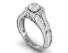 Jewelove™ Rings VVS G / Women's Band only 0.50 cts Cushion Solitaire Halo Diamond Split Shank Platinum Ring JL PT RH CU 284