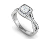 Jewelove™ Rings VVS G / Women's Band only 0.50 cts Cushion Solitaire Halo Diamond Twisted Shank Platinum Ring JL PT RH CU 255