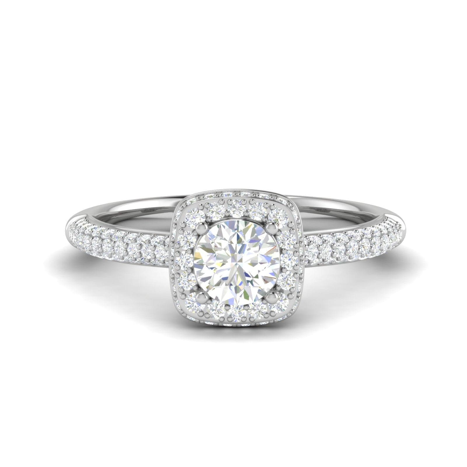 Square Cushion Diamond Engagement Ring with Side Halo Half Eternity ⋆  Laurie Sarah