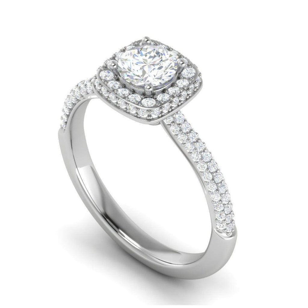 Jewelove™ Rings J VS / Women's Band only 0.50 cts Double Square Diamond Split Solitaire Platinum Ring JL PT RH RD 231