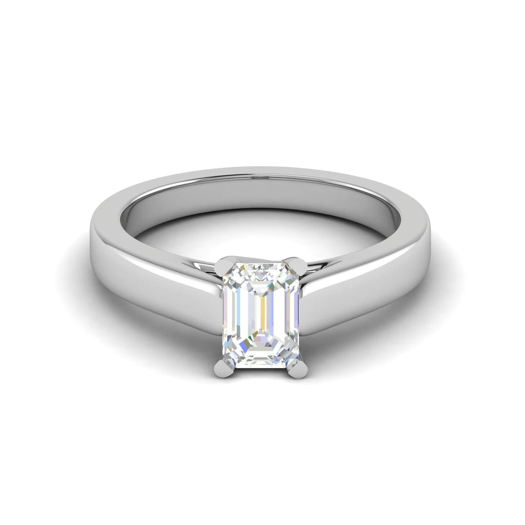 Jewelove™ Rings E VVS / Women's Band only 0.50 cts Emerald Cut Solitaire Diamond Platinum Ring JL PT RS EM 127-A