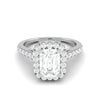 Jewelove™ Rings E VVS / Women's Band only 0.50 cts. Emerald Cut Solitaire Halo Diamond Shank Platinum Ring JL PT WB5879E