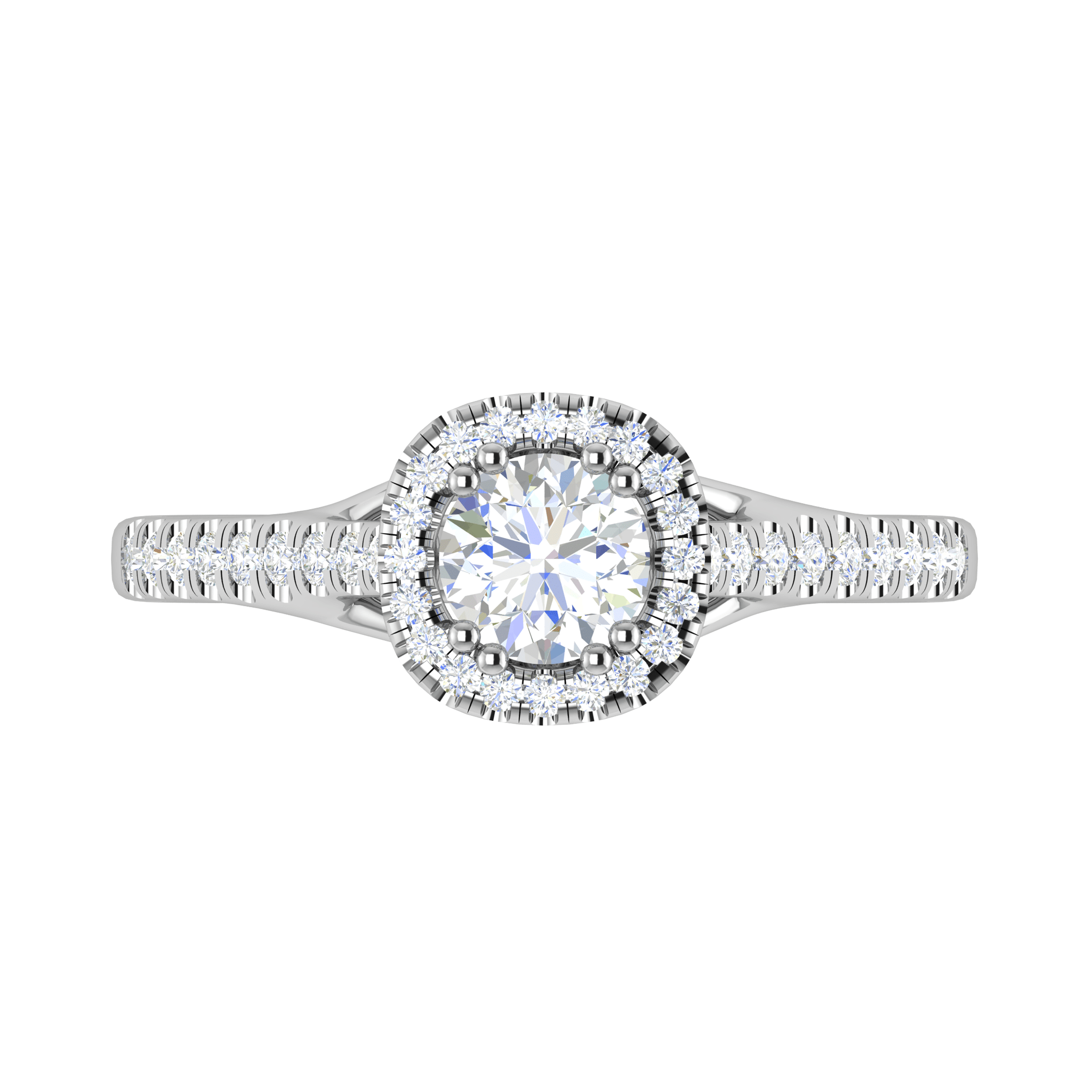 Jewelove™ Rings J VS / Women's Band only 0.50 cts Halo Diamond Shank Solitaire Platinum Diamond Ring JL PT RH RD 186