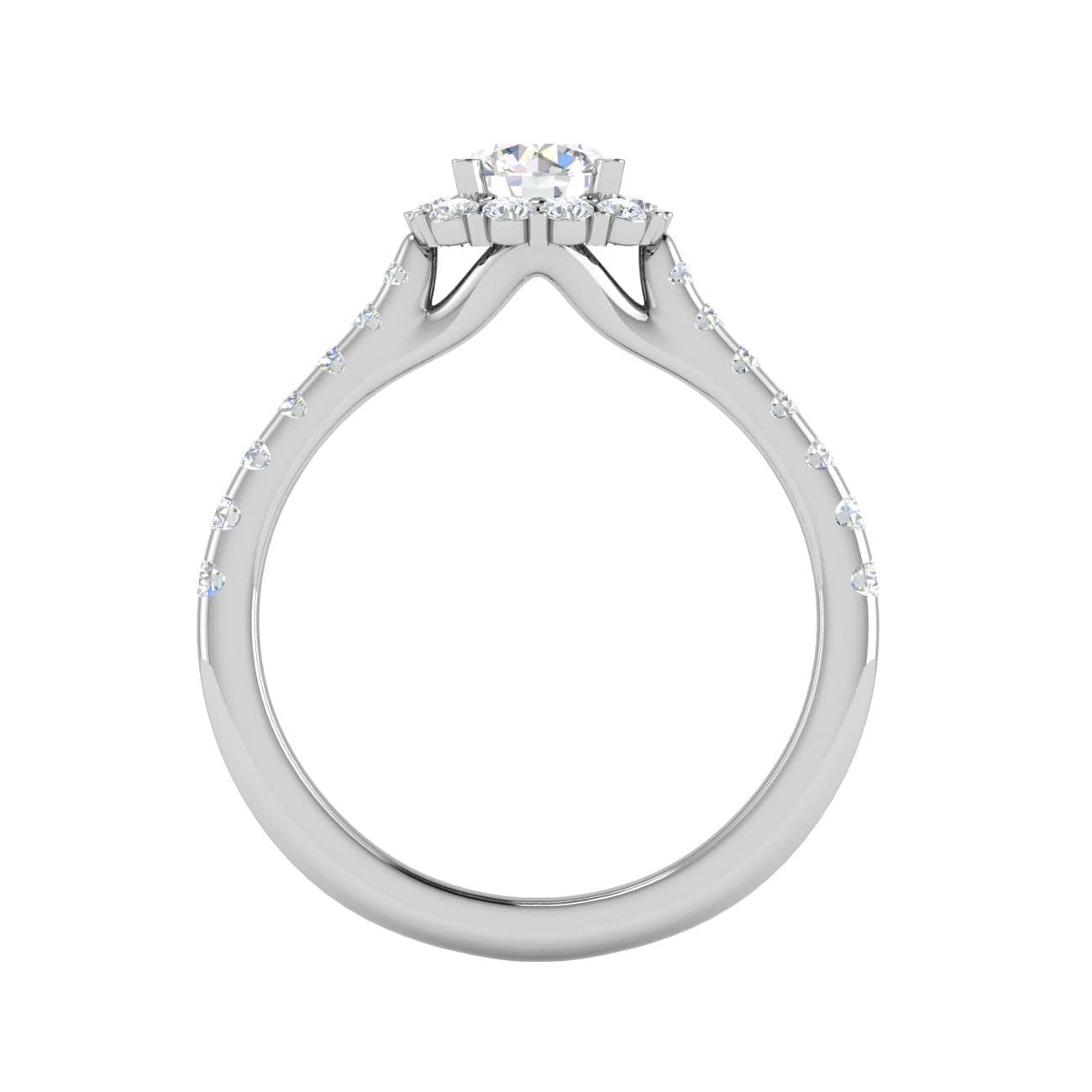 Jewelove™ J VS / Women's Band only 0.50 cts Halo Diamond Shank Solitaire Platinum Ring JL PT RH RD 143