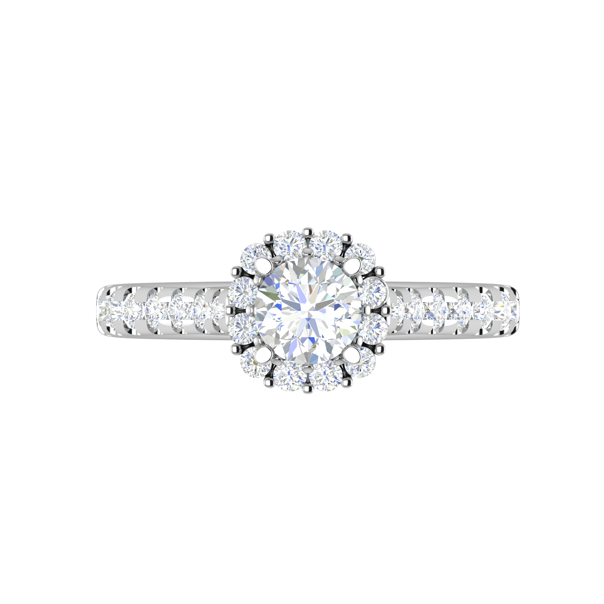Jewelove™ J VS / Women's Band only 0.50 cts Halo Diamond Shank Solitaire Platinum Ring JL PT RH RD 143