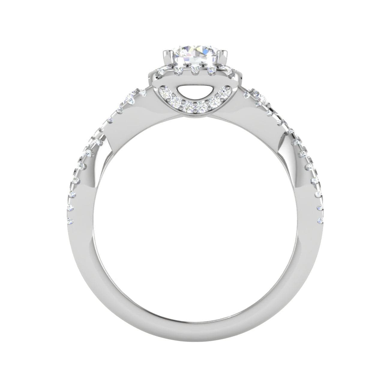 Jewelove™ Rings J VS / Women's Band only 0.50 cts Halo Diamond Twisted Shank Solitaire Platinum Ring JL PT RH RD 181