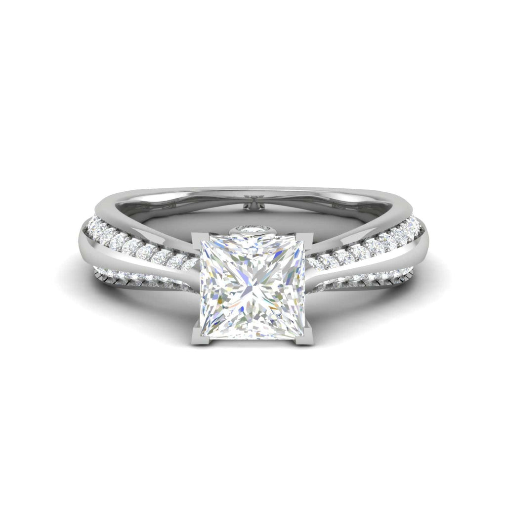 Jewelove™ Rings I VS / Women's Band only 0.50 cts. Princess Cut Diamond Split Shank Platinum Solitaire Engagement Ring JL PT RP PR 107