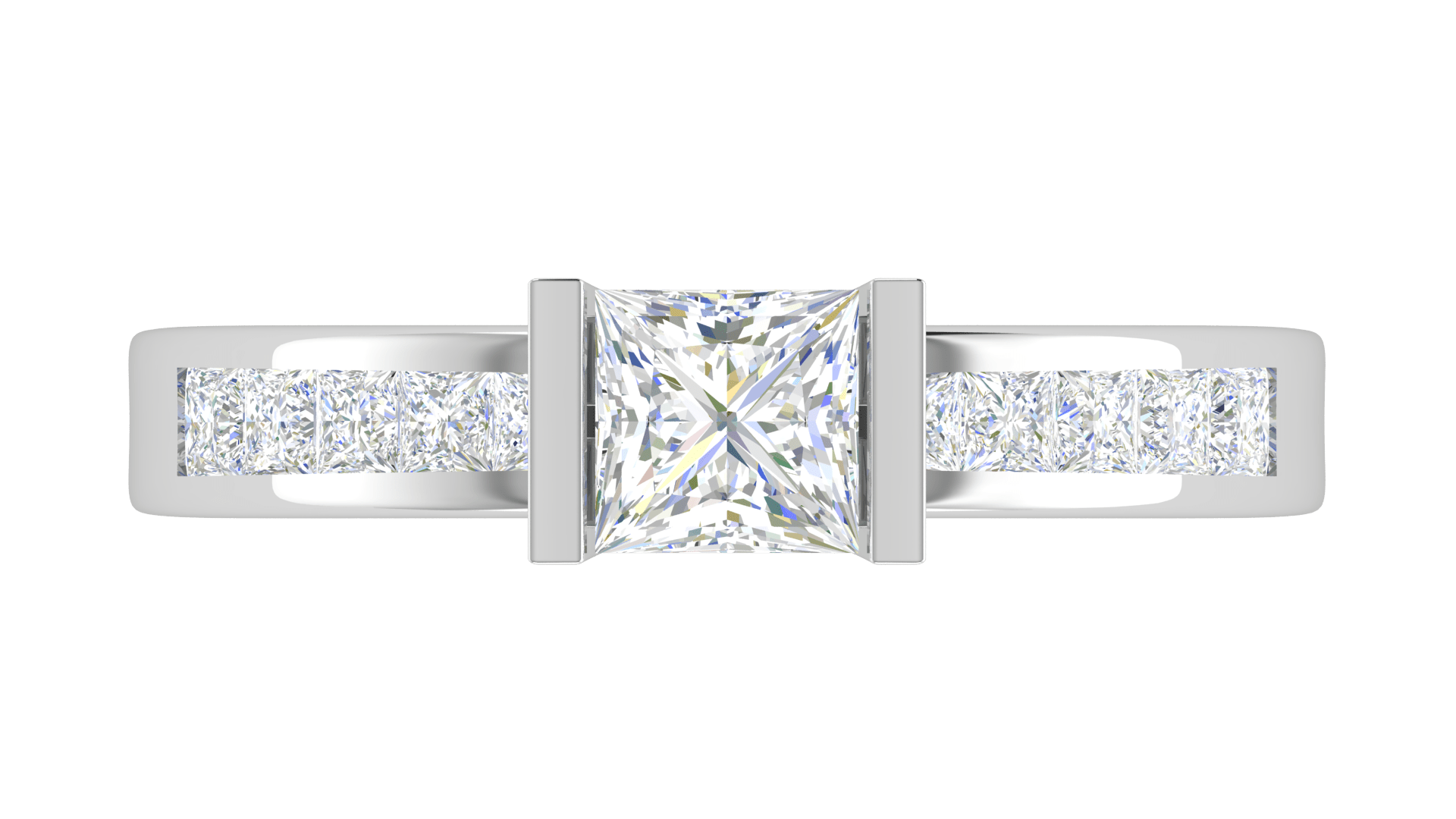 Jewelove™ Rings J VS / Women's Band only 0.50 cts Princess Cut Solitaire Diamond Shank Platinum Ring JL PT RC PR 195