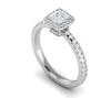 Jewelove™ Rings I VS / Women's Band only 0.50 cts Princess Cut Solitaire Square Halo Diamond Shank Platinum Ring JL PT RH PR 245