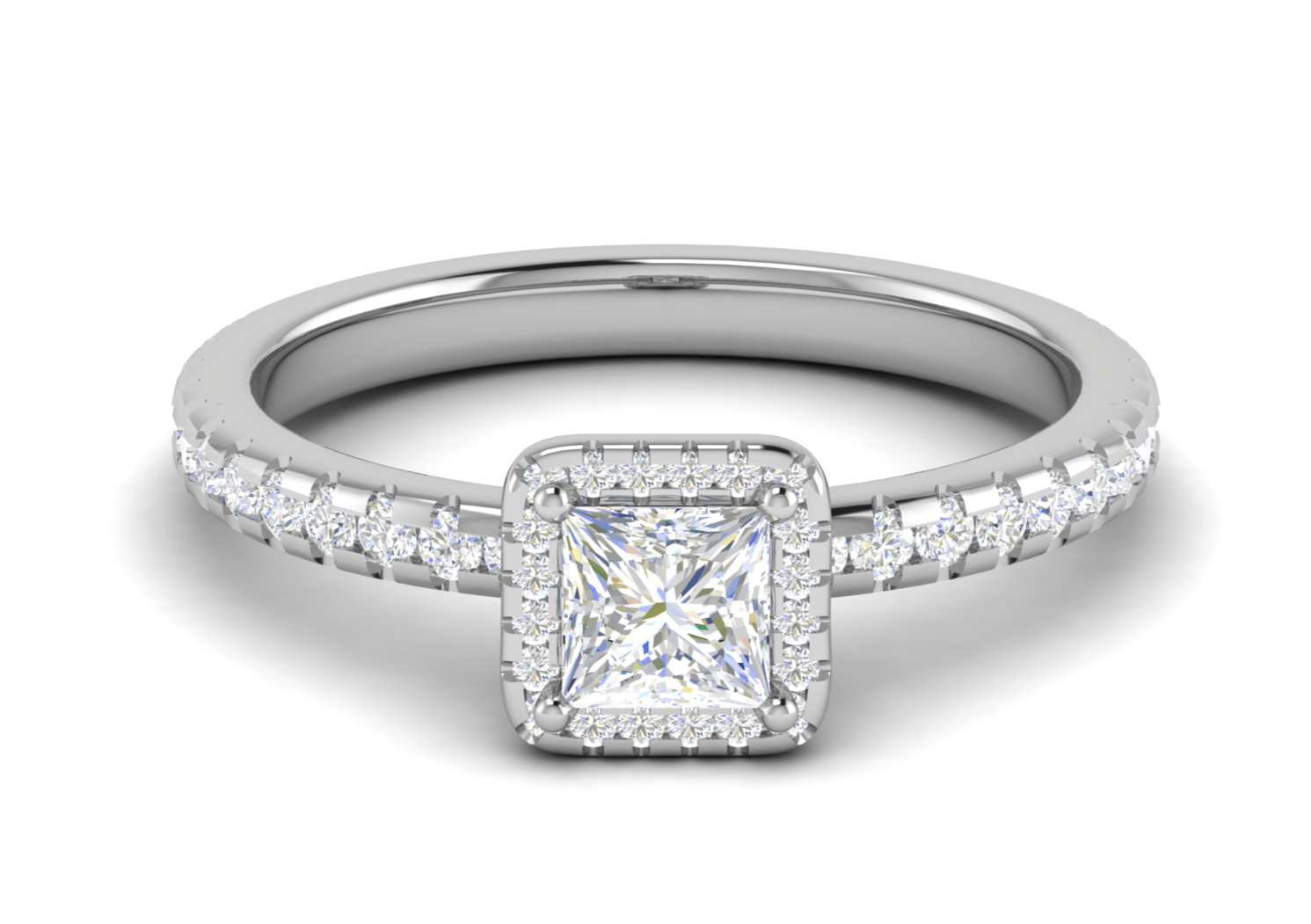 Princess-Cut Floating Halo Diamond Engagement Ring 18k White Gold –  Parasmani Jewellary