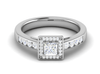 Jewelove™ Rings I VS / Women's Band only 0.50 cts Princess Cut Solitaire Square Halo Diamond Shank Platinum Ring JL PT RH PR 289