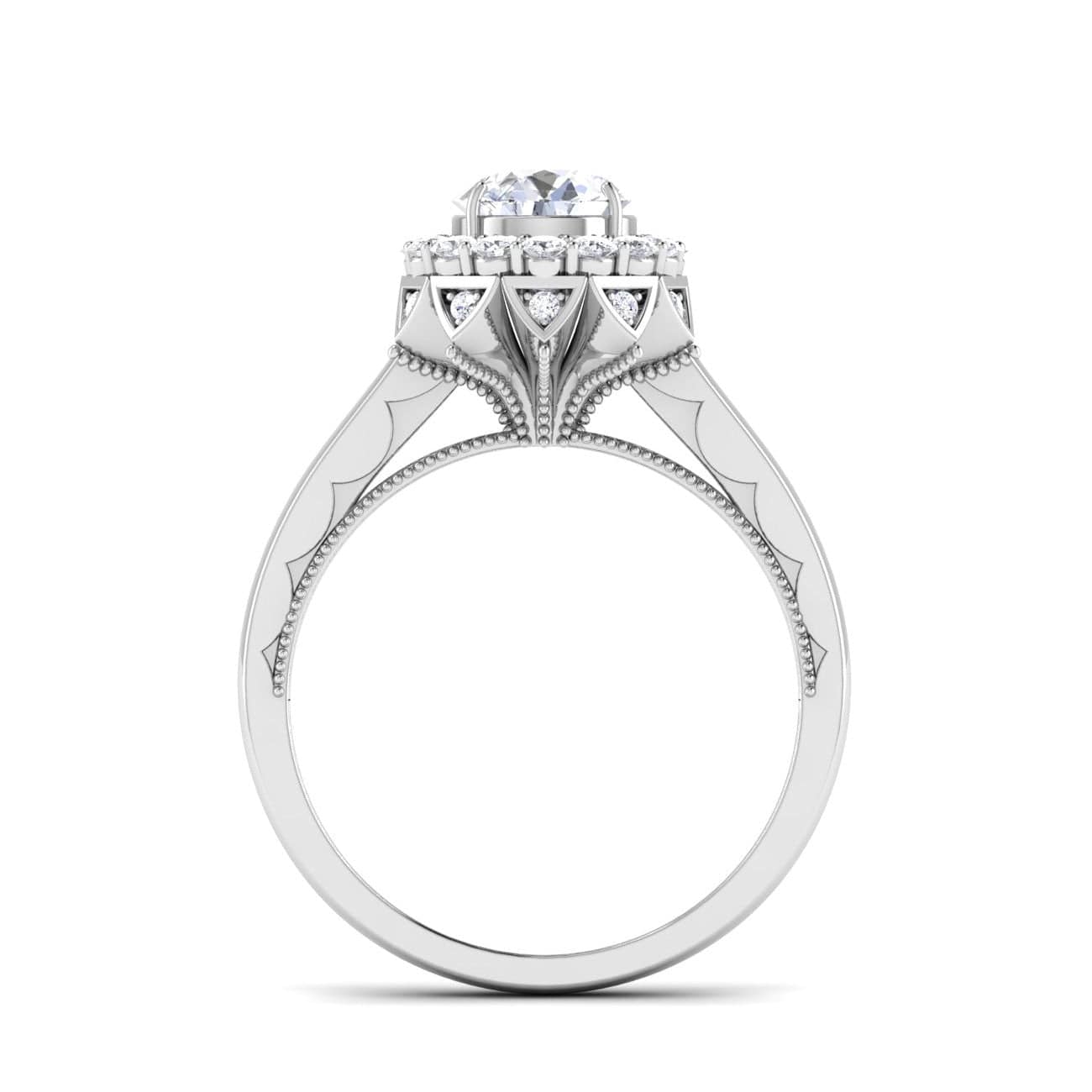 Jewelove™ Rings J VS / Women's Band only 0.50 cts. Solitaire Designer Platinum Double Halo Diamond Engagement Ring JL PT 6603