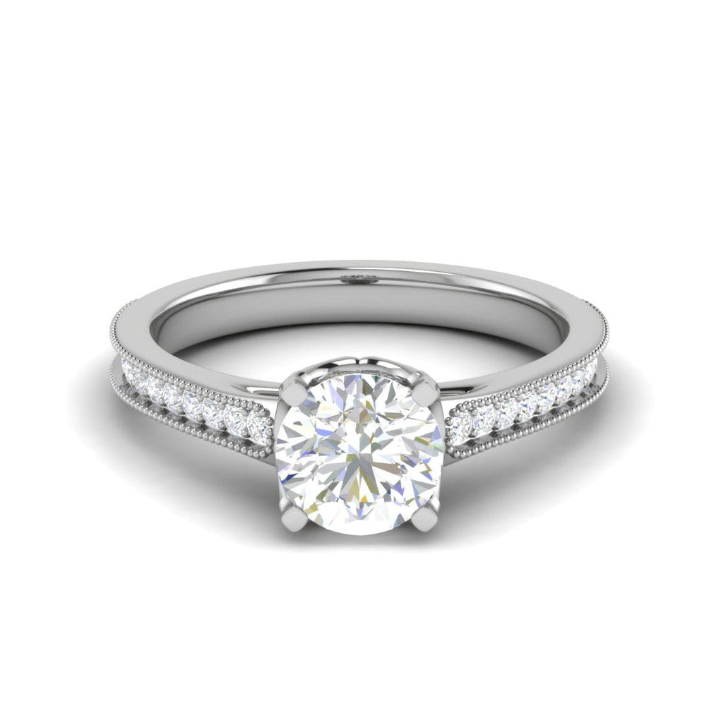 Jewelove™ Rings VS J / Women's Band only 0.50 cts Solitaire Diamond Shank Platinum Ring for Women JL PT RV RD 110