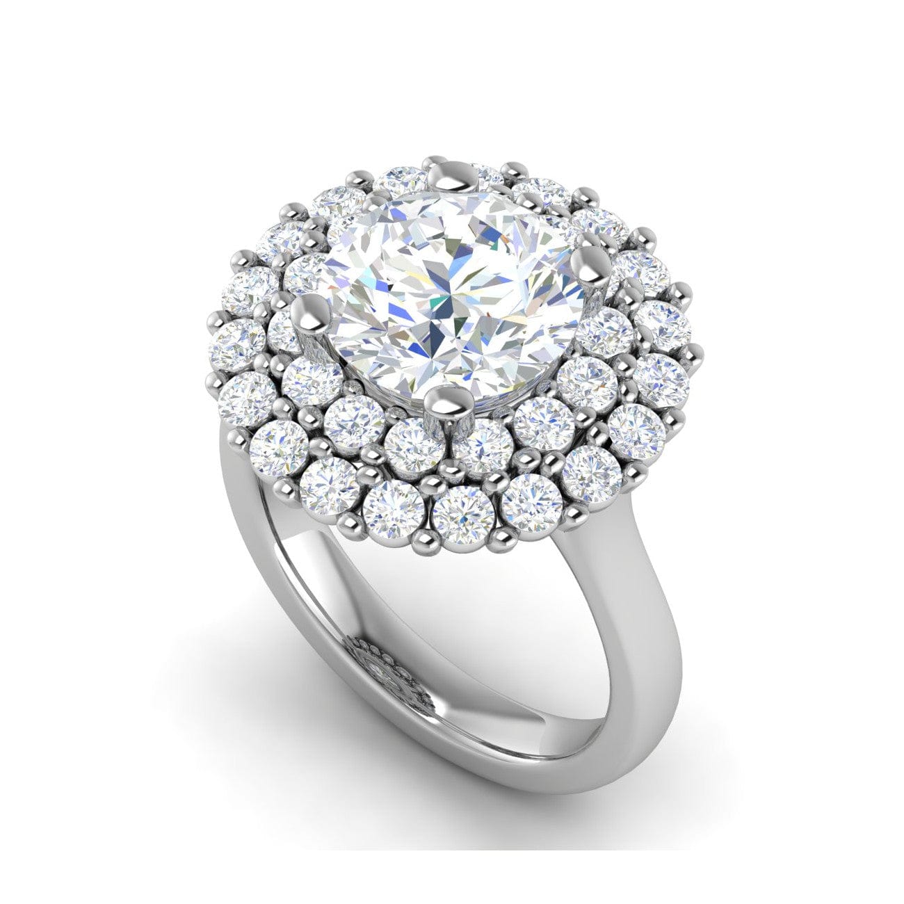 2 1/2ctw Round Diamond Double Halo Split Shank Engagement Ring | Timeless  Collection | REEDS Jewelers