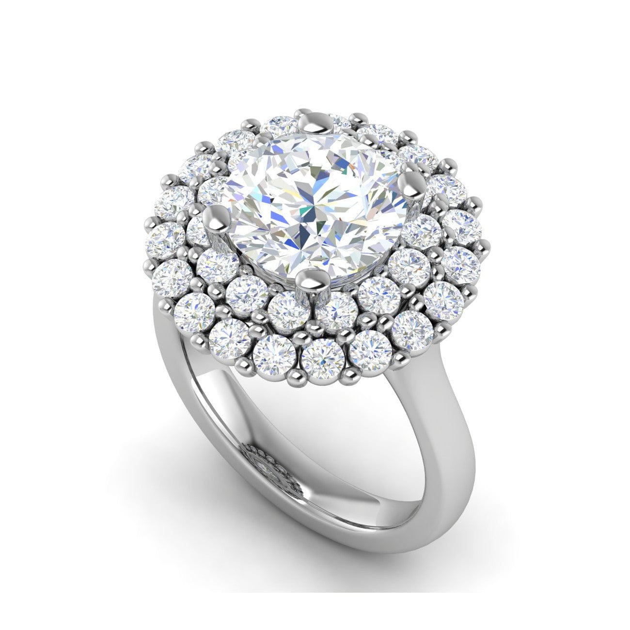 cts Solitaire Double Halo Diamond Platinum Ring JL PT