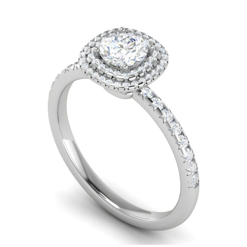 Jewelove™ Rings J VS / Women's Band only 0.50 cts Solitaire Double Halo Diamond Shank Platinum Ring JL PT RH RD 230