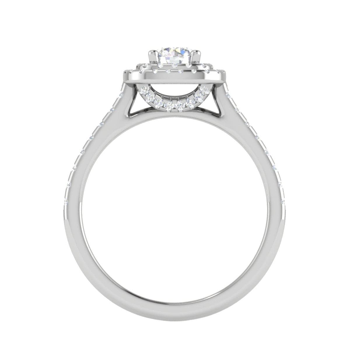 Jewelove™ Rings J VS / Women's Band only 0.50 cts Solitaire Double Halo Diamond Shank Platinum Ring JL PT RH RD 251