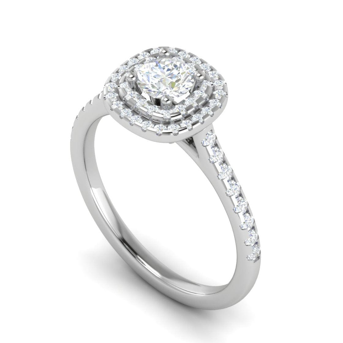Jewelove™ Rings J VS / Women's Band only 0.50 cts Solitaire Double Halo Diamond Shank Platinum Ring JL PT RH RD 251
