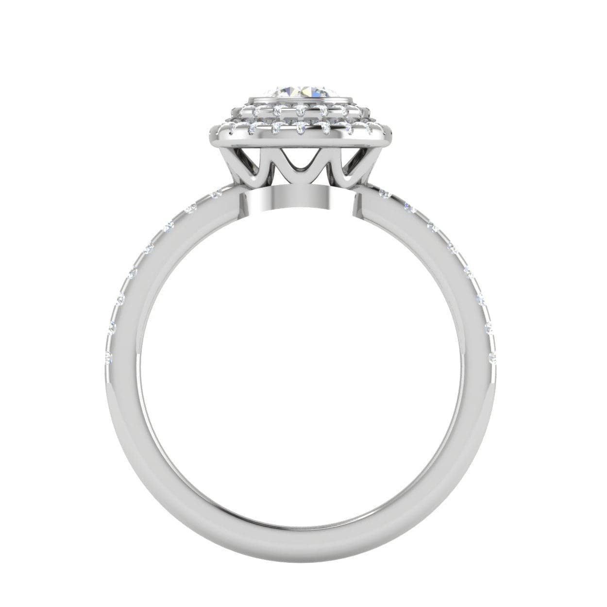 Jewelove™ Rings J VS / Women's Band only 0.50 cts Solitaire Double Halo Diamond Shank Platinum Ring JL PT RH RD 257