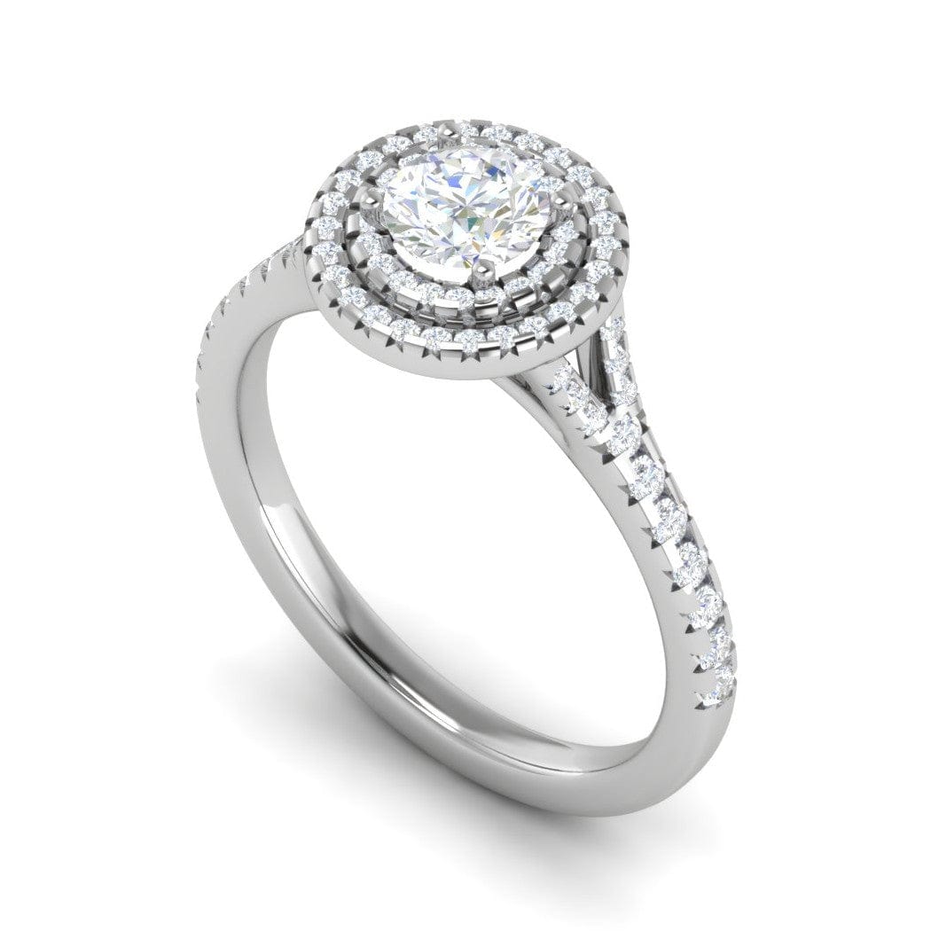 Jewelove™ Rings J VS / Women's Band only 0.50 cts Solitaire Double Halo Diamond Shank Platinum Ring JL PT RH RD 271