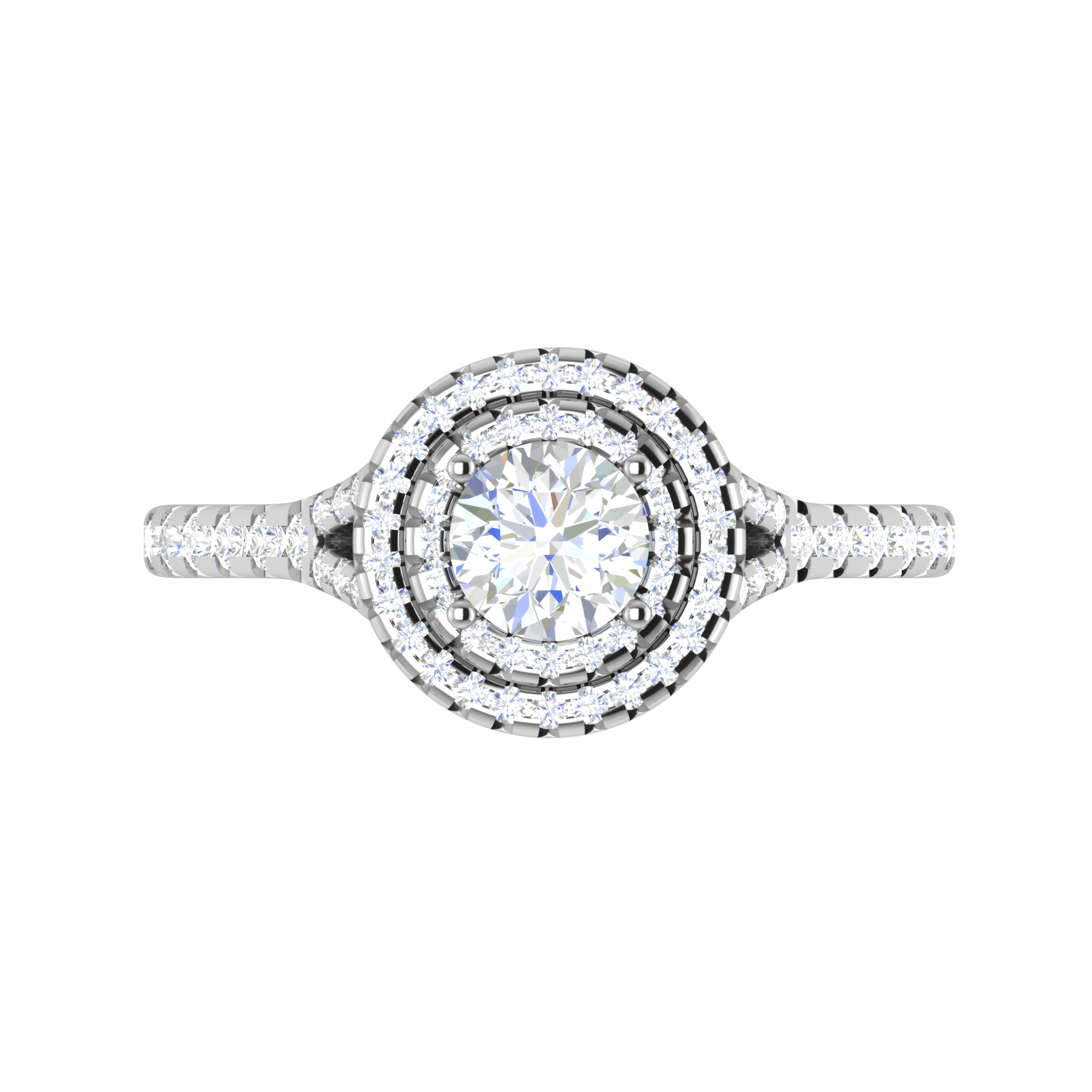 Jewelove™ Rings J VS / Women's Band only 0.50 cts Solitaire Double Halo Diamond Shank Platinum Ring JL PT RH RD 271