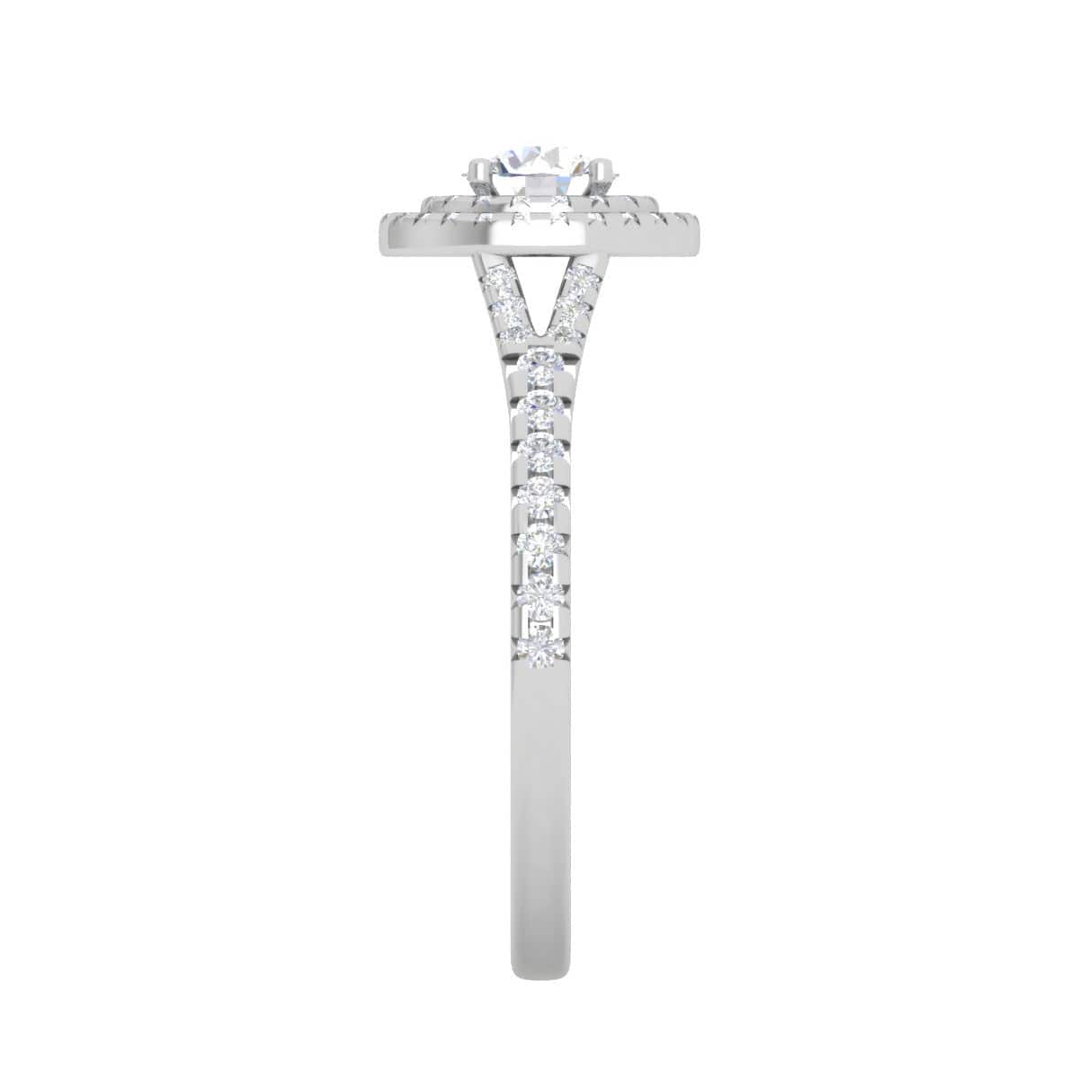 Jewelove™ Rings J VS / Women's Band only 0.50 cts Solitaire Double Halo Diamond Shank Platinum Ring JL PT RH RD 271