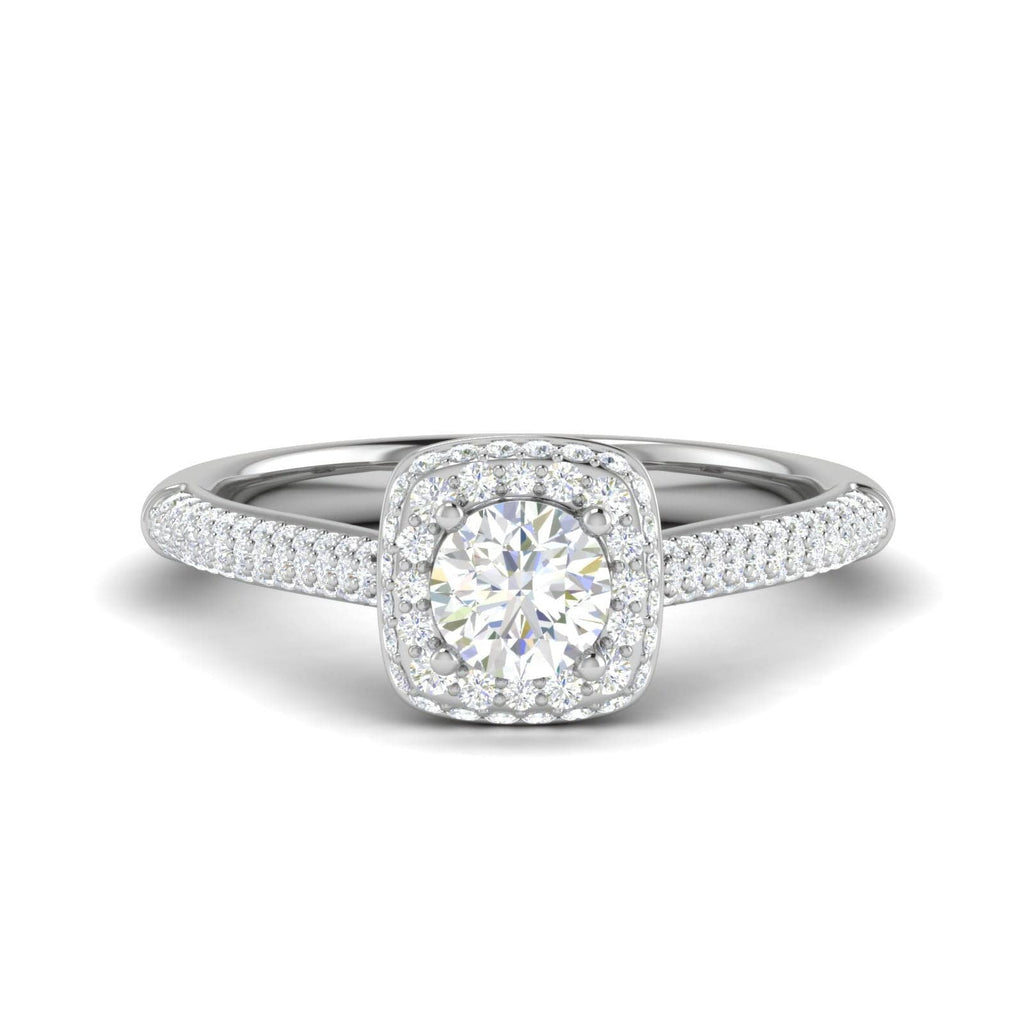 Jewelove™ Rings J VS / Women's Band only 0.50 cts Solitaire Double Halo Diamond Split Shank Platinum Ring JL PT RH RD 253