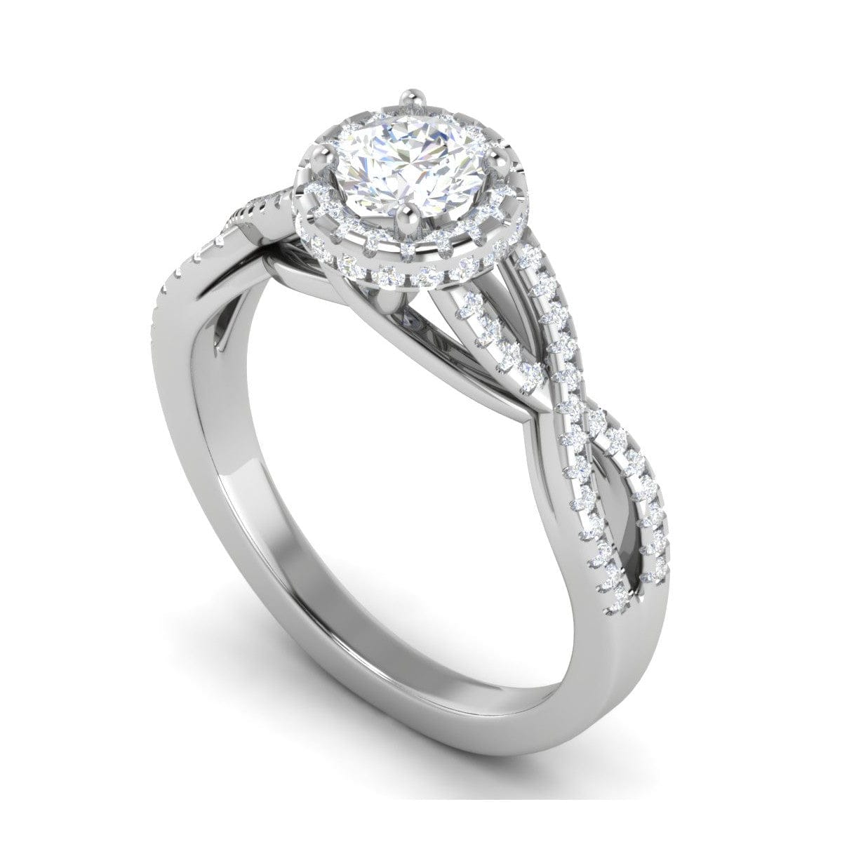 cts Solitaire Double Halo Diamond Twisted Shank Platinum Diamond Ring  JL PT RH RD 174