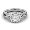 Jewelove™ Rings VS J / Women's Band only 0.50 cts Solitaire Double Halo Diamond Twisted Shank Platinum Ring JL PT RP RD 204