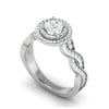 Jewelove™ Rings J VS / Women's Band only 0.50 cts Solitaire Double Halo Diamond with Twisted Shank Platinum Ring JL PT RH RD 275