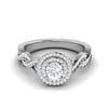 Jewelove™ Rings J VS / Women's Band only 0.50 cts Solitaire Double Halo Diamond with Twisted Shank Platinum Ring JL PT RH RD 275