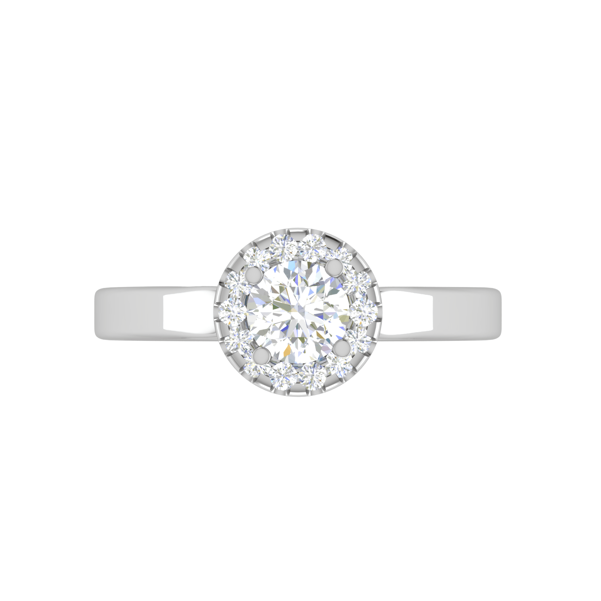 Jewelove™ Rings J VS / Women's Band only 0.50 cts Solitaire Halo Diamond Platinum Ring JL PT RH RD 291