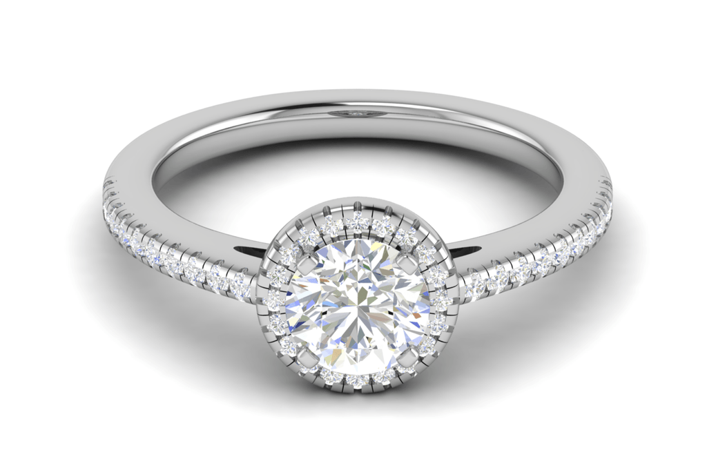 Jewelove™ Rings J VS / Women's Band only 0.50 cts Solitaire Halo Diamond Shank Platinum Ring JL PT RH RD 114