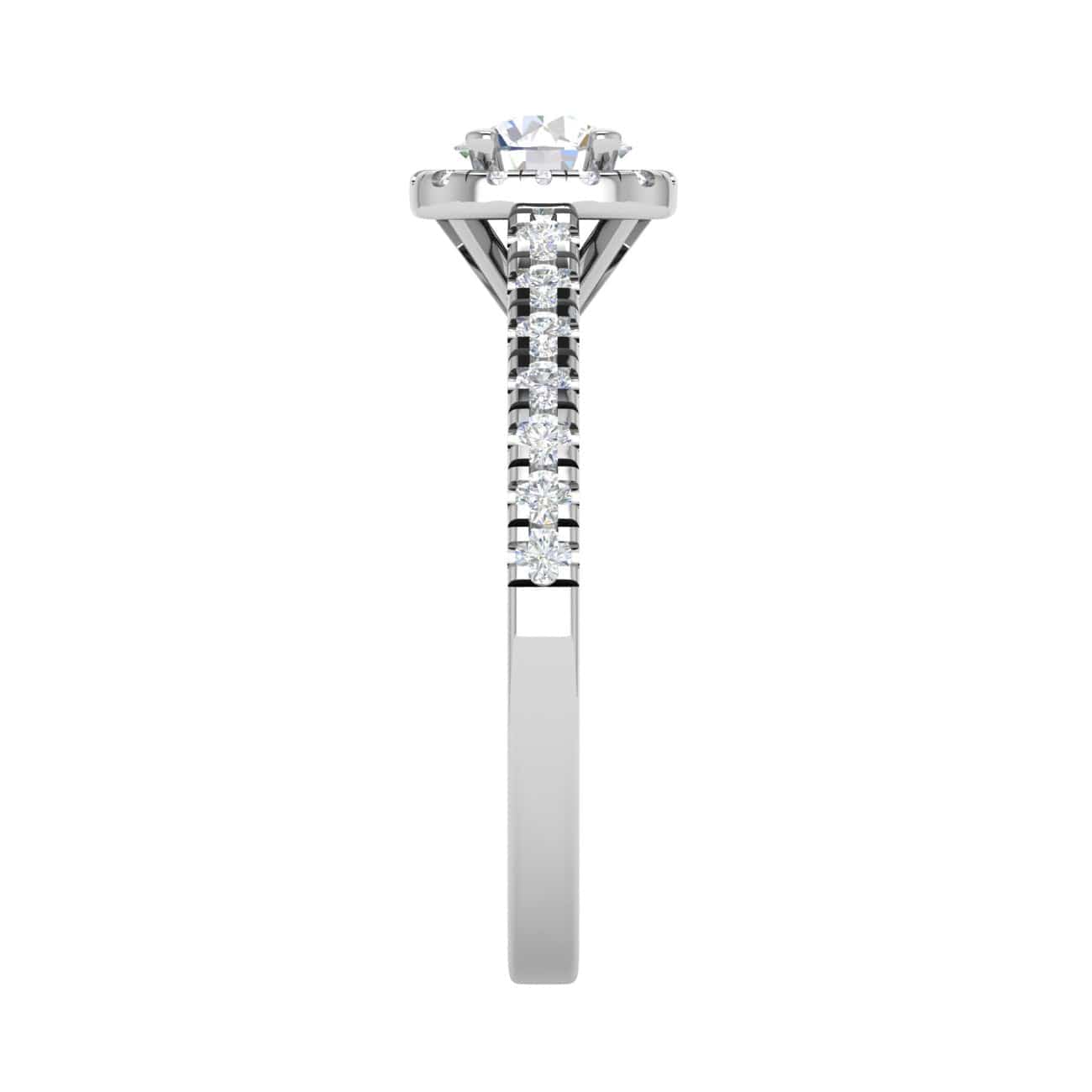 Jewelove™ Rings J VS / Women's Band only 0.50 cts Solitaire Halo Diamond Shank Platinum Ring JL PT RH RD 173