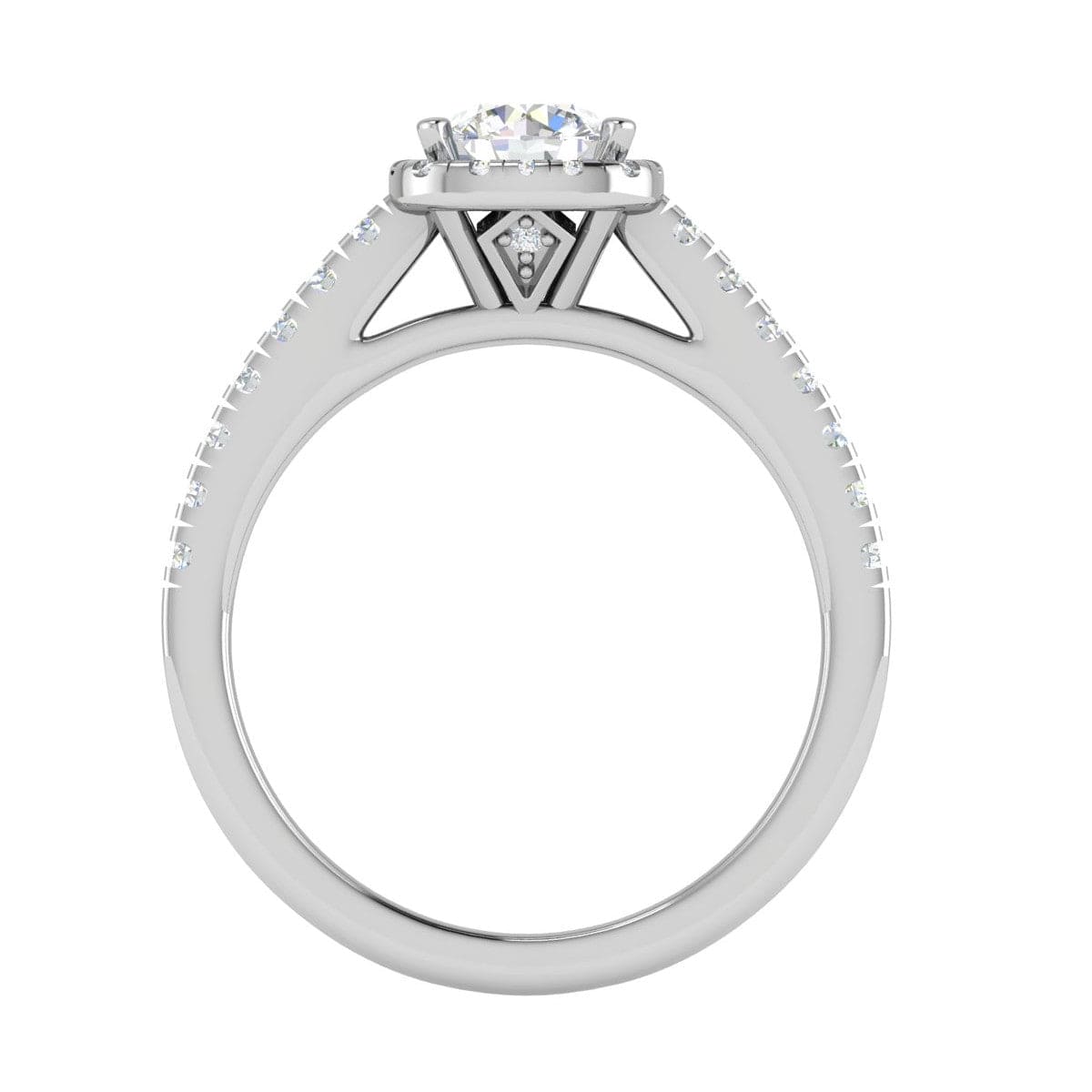 Jewelove™ Rings J VS / Women's Band only 0.50 cts Solitaire Halo Diamond Shank Platinum Ring JL PT RH RD 173
