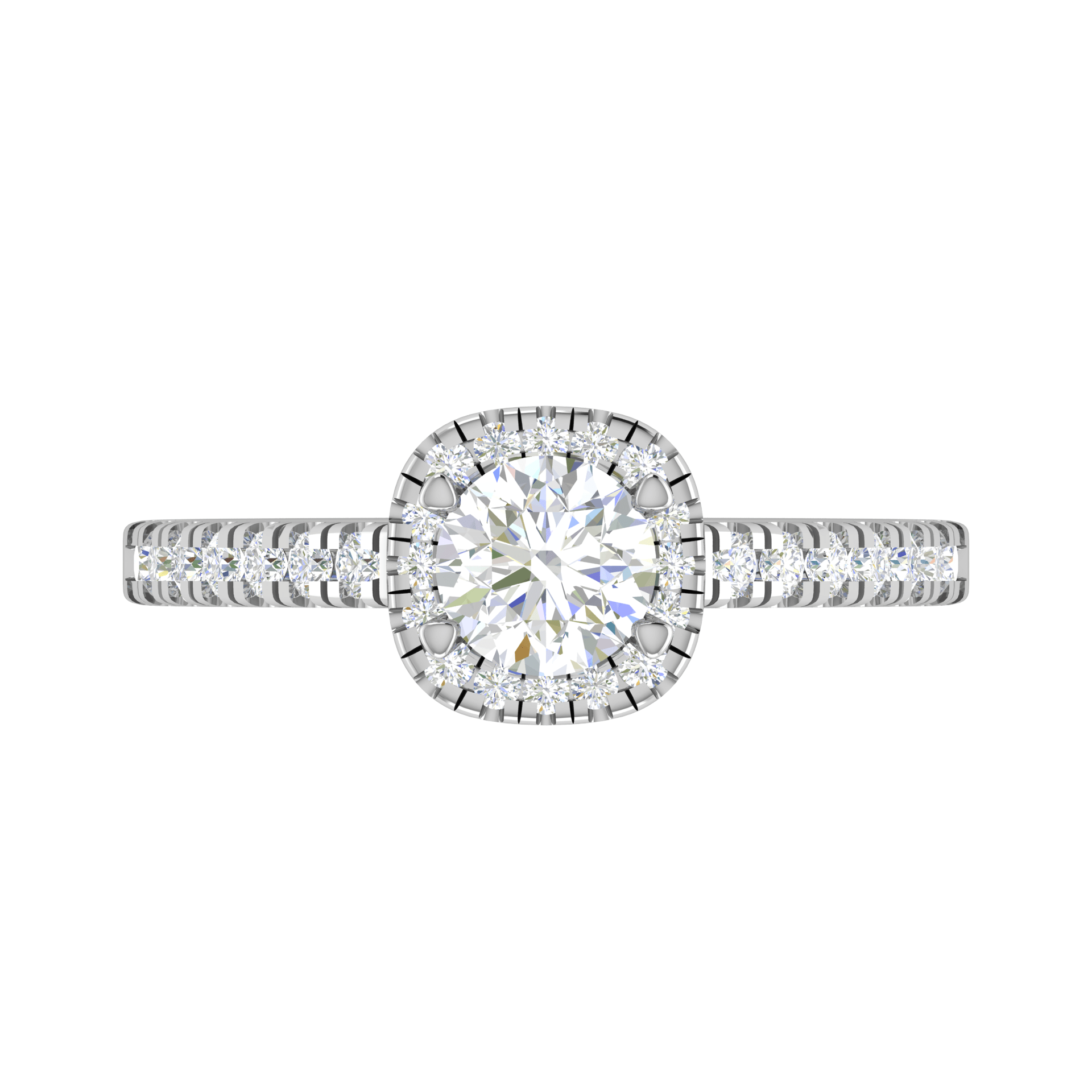 Jewelove™ Rings J VS / Women's Band only 0.50 cts Solitaire Halo Diamond Shank Platinum Ring JL PT RH RD 173