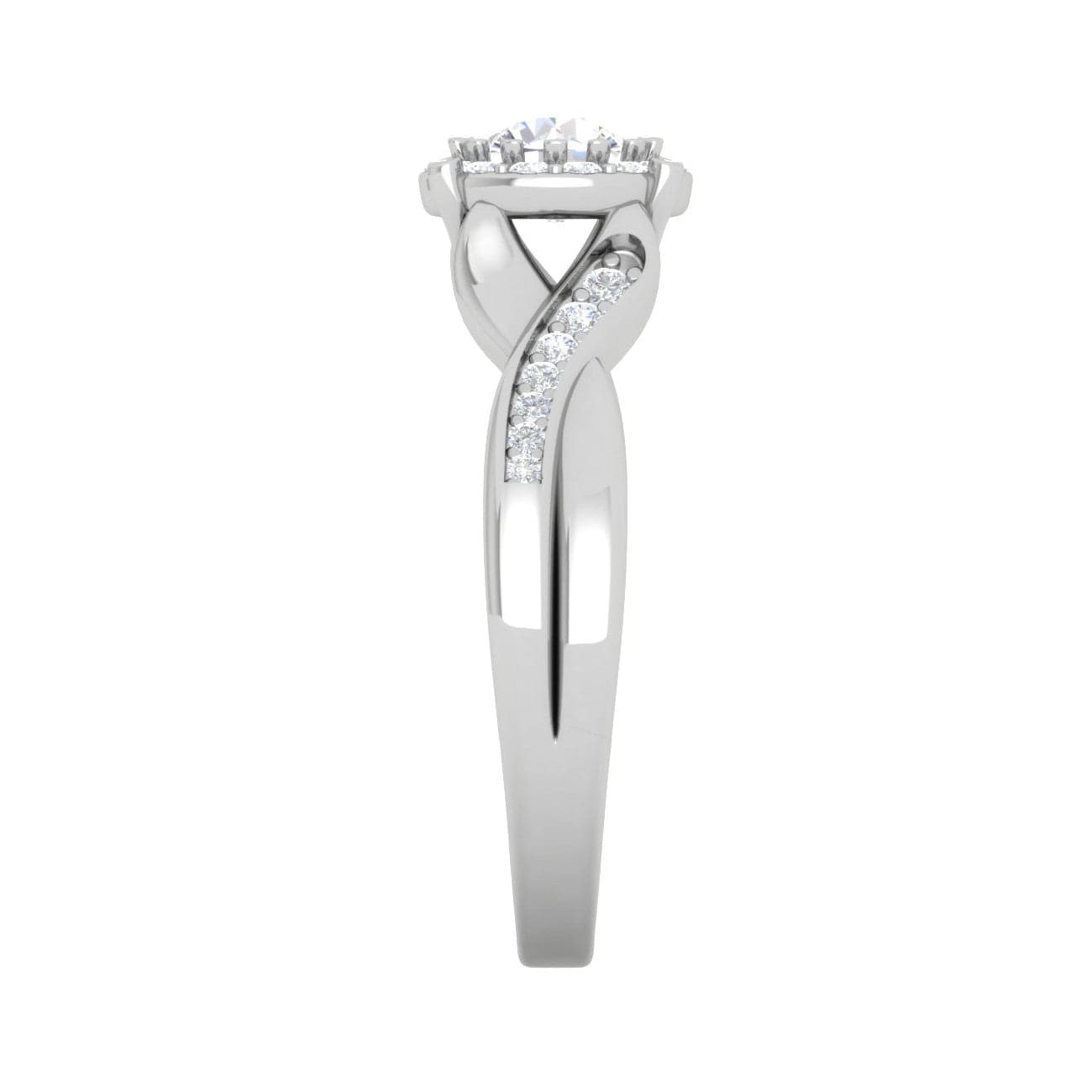 Jewelove™ Rings J VS / Women's Band only 0.50 cts Solitaire  Halo Diamond Shank Platinum Ring JL PT RH RD 175