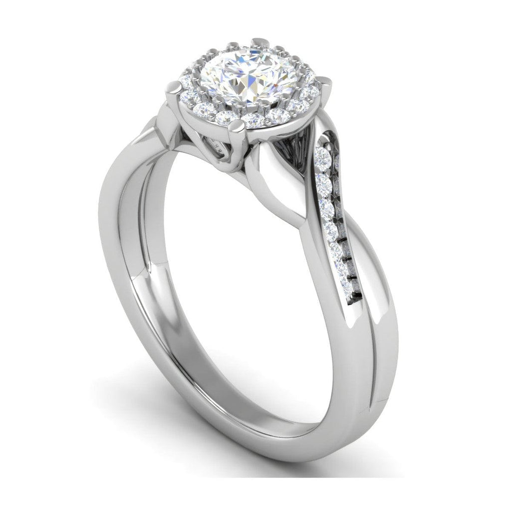 Jewelove™ Rings J VS / Women's Band only 0.50 cts Solitaire  Halo Diamond Shank Platinum Ring JL PT RH RD 175