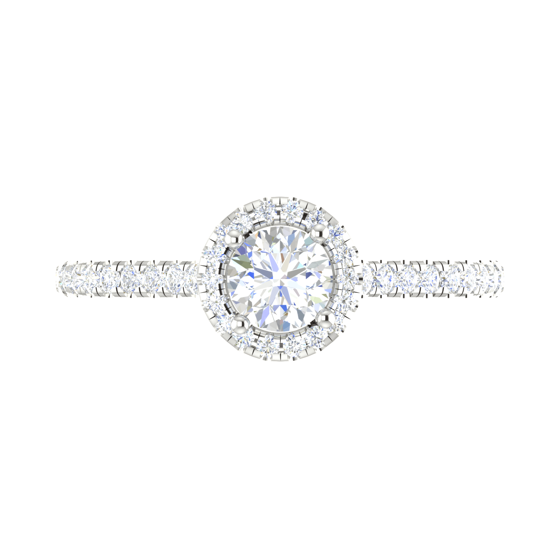 Jewelove™ Rings J VS / Women's Band only 0.50 cts Solitaire Halo Diamond Shank Platinum Ring JL PT RH RD 182