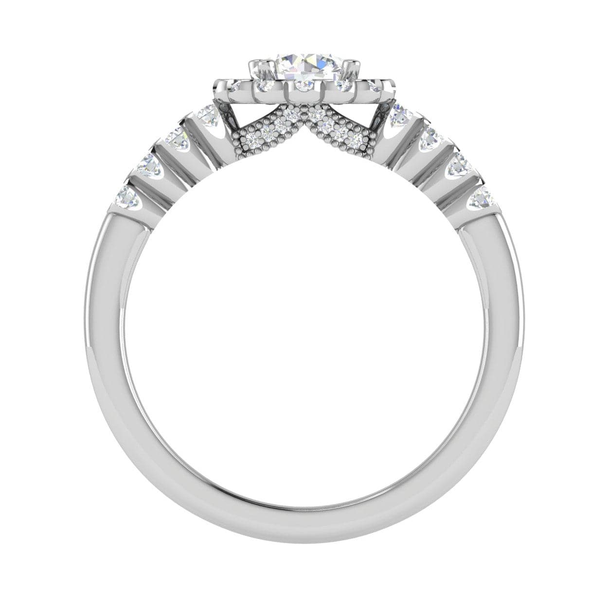 Jewelove™ Rings J VS / Women's Band only 0.50 cts Solitaire Halo Diamond Shank Platinum Ring JL PT RH RD 183