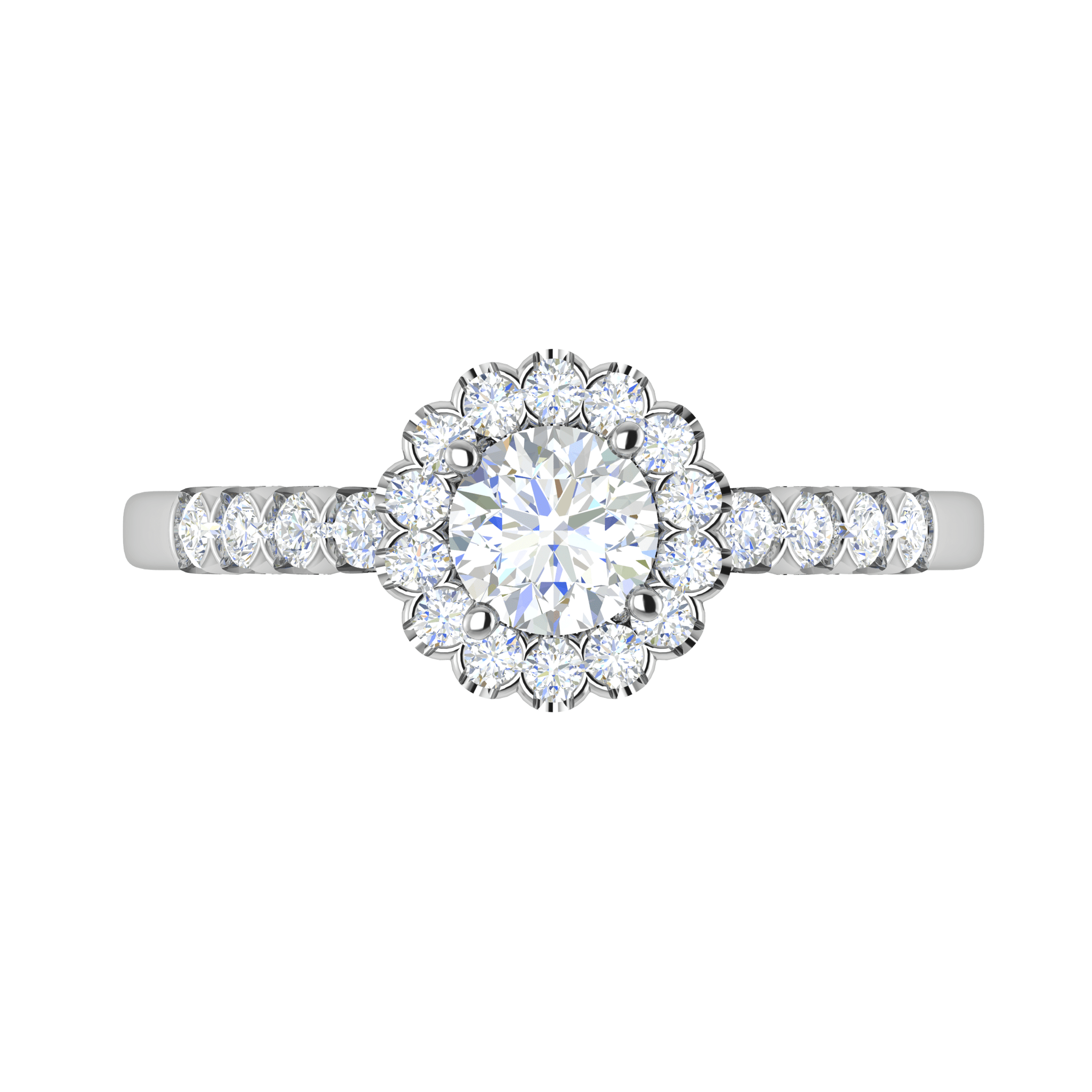 Jewelove™ Rings J VS / Women's Band only 0.50 cts Solitaire Halo Diamond Shank Platinum Ring JL PT RH RD 183