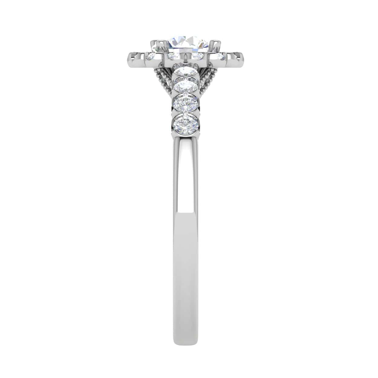 Jewelove™ Rings J VS / Women's Band only 0.50 cts Solitaire Halo Diamond Shank Platinum Ring JL PT RH RD 183