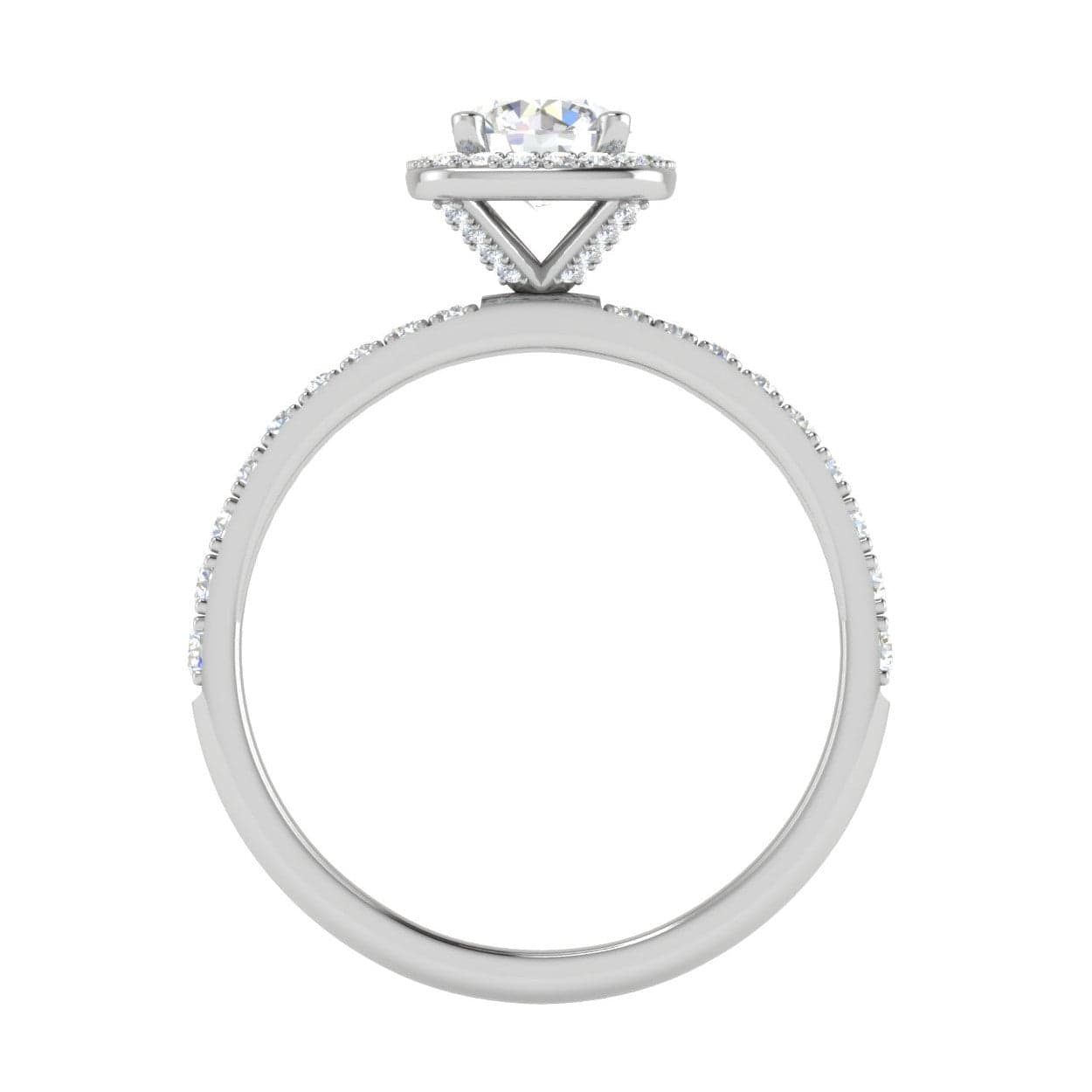 Jewelove™ Rings J VS / Women's Band only 0.50 cts Solitaire Halo Diamond Shank Platinum Ring JL PT RH RD 185