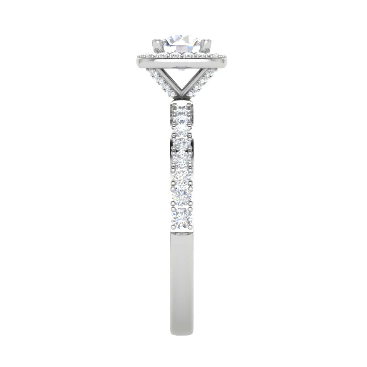 Jewelove™ Rings J VS / Women's Band only 0.50 cts Solitaire Halo Diamond Shank Platinum Ring JL PT RH RD 185