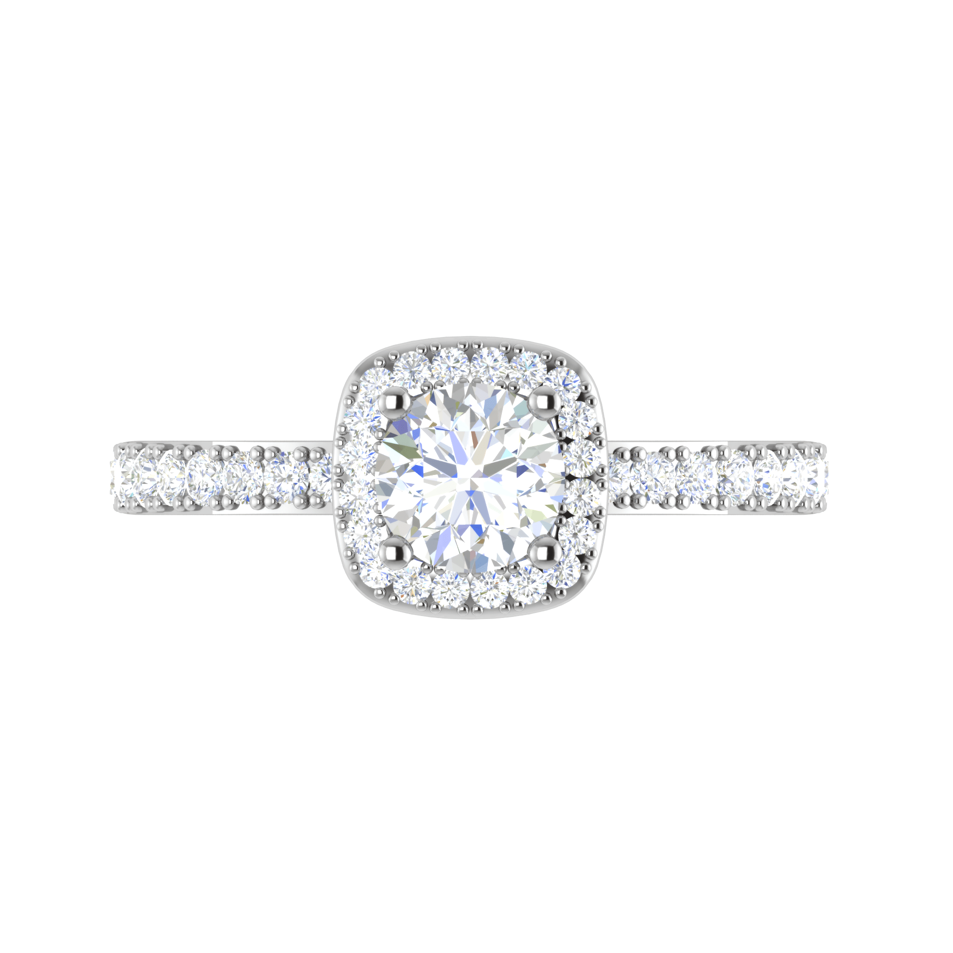 Jewelove™ Rings J VS / Women's Band only 0.50 cts Solitaire Halo Diamond Shank Platinum Ring JL PT RH RD 185