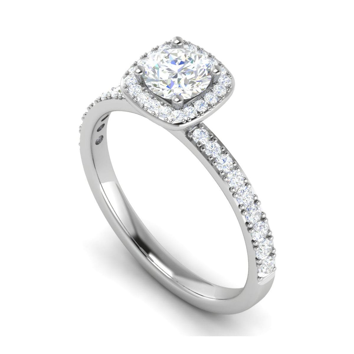 Jewelove™ Rings J VS / Women's Band only 0.50 cts Solitaire Halo Diamond Shank Platinum Ring JL PT RH RD 185