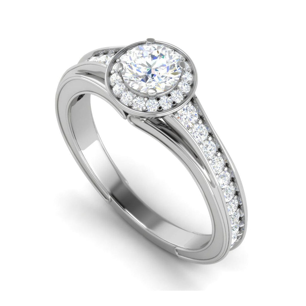 Jewelove™ Rings J VS / Women's Band only 0.50 cts Solitaire Halo Diamond Shank Platinum Ring JL PT RH RD 211