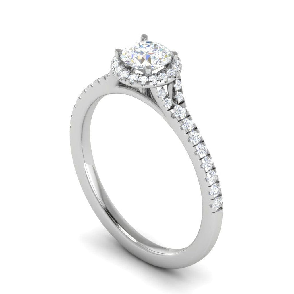 Jewelove™ Rings J VS / Women's Band only 0.50 cts Solitaire Halo Diamond Shank Platinum Ring JL PT RH RD 233