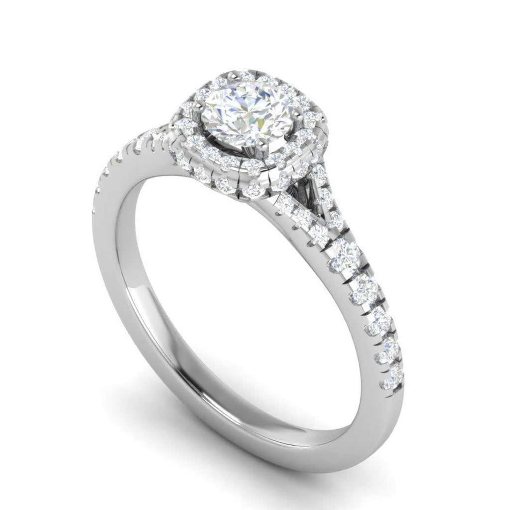 Jewelove™ Rings J VS / Women's Band only 0.50 cts Solitaire Halo Diamond Shank Platinum Ring JL PT RH RD 234